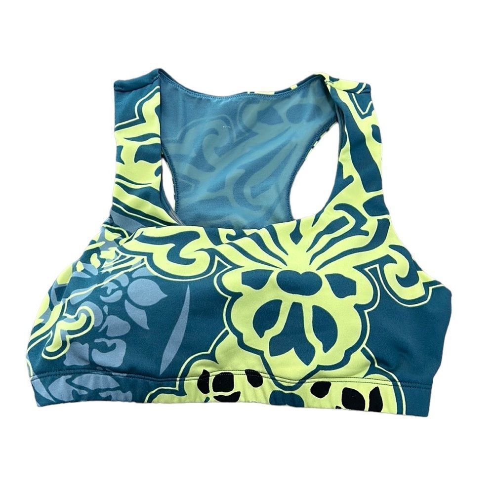 Athleta Green and Yellow Floral Sports bra with underwire size 34B
